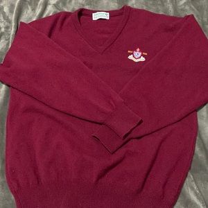 Never worn before! Maroon V neck/crew neck. Material - land’s wool. Do not iron.